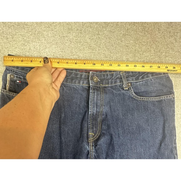 Tommy Hilfiger Jeans Mens 38x32 Dark Wash Blue Custom Straight Premium Denim - Picture 8 of 12